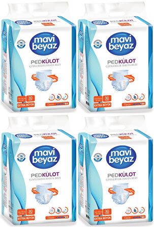 Mavi Beyaz Ped Emici Külot Hasta Bezi XL Ekstra Büyük 120 Adet