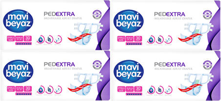 Mavi Beyaz Ped Ekstra Tekstil Yüzeyli Yetişkin Bel Bantlı Hasta Bezi Small Küçük 120 Adet