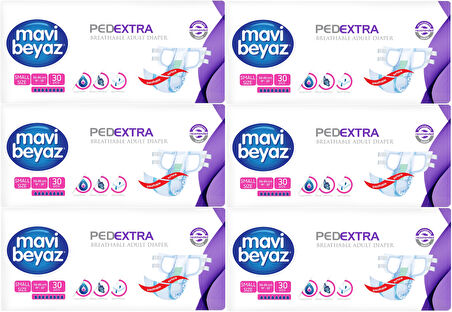 Mavi Beyaz Ped Ekstra Tekstil Yüzeyli Yetişkin Bel Bantlı Hasta Bezi Small Küçük 180 Adet