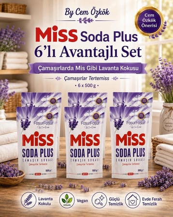 Miss Soda Plus Çamaşır Sodası 500 GR Lavanta (6 Lı Set) Toplam 3000 GR
