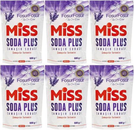 Miss Soda Plus Çamaşır Sodası 500 GR Lavanta (6 Lı Set) Toplam 3000 GR