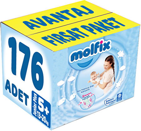 Molfix Bebek Bezi Beden:5+ (13-20Kg) Junior Plus 176 Adet Avantaj Fırsat Pk
