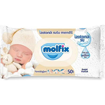 Molfix Islak Havlu Mendil İzotonik Yeni Doğan 3 Lü Set 50 Yaprak Pamuklu Plastik Kapaklı