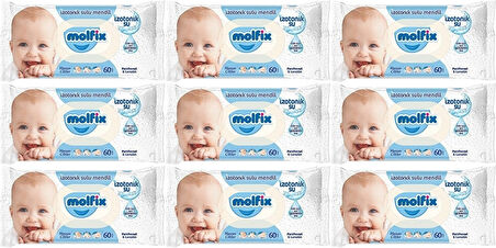 Molfix Islak Havlu Mendil İzotonik Hassas Ciltler 9 Lu Set 60 Yaprak Plastik Kapaklı