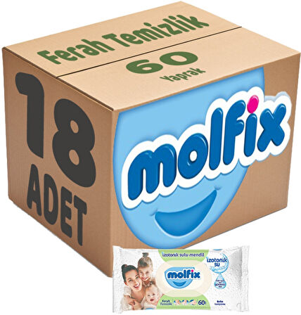 Molfix Islak Havlu Mendil İzotonik Ferah Temizlik 18 Li set 60 Yaprak Plastik Kapaklı