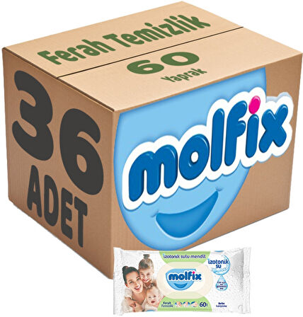 Molfix Islak Havlu Mendil İzotonik Ferah Temizlik 36 Lı set 60 Yaprak Plastik Kapaklı