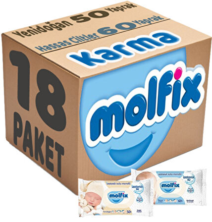 Molfix Islak Havlu Mendil İzotonik Karma 18 Li Set (Yeni Doğan-Hassas Cilt)