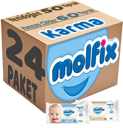 Molfix Islak Havlu Mendil İzotonik Karma 24 Lü Set (Yeni Doğan-Hassas Cilt)