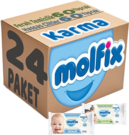 Molfix Islak Havlu Mendil İzotonik Karma 24 Lü Set (Ferah Temizlik-Hassas Cilt)
