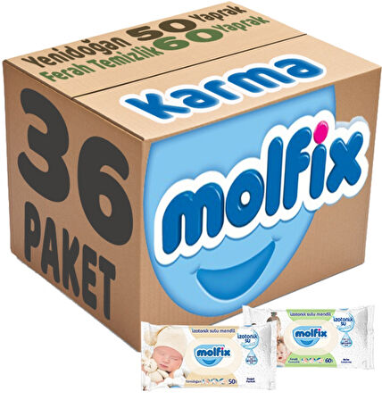 Molfix Islak Havlu Mendil İzotonik Karma 36 Lı Set (Yeni Doğan-Ferah Temizlik)