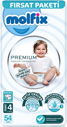 Molfix Premium Bebek Bezi Beden:4 (7-14KG) Maxi 216 Adet Avantaj Ultra Fırsat Pk