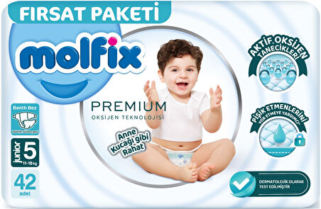 Molfix Premium Bebek Bezi Beden:5 (11-18KG) Junior 84 Adet Ekonomik Ultra Fırsat Pk