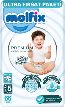 Molfix Premium Bebek Bezi Beden:5 (11-18KG) Junior 264 Adet Avantaj Ultra Fırsat Pk