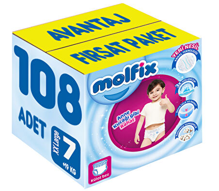 Molfix Külot Bebek Bezi Beden:7 (19+KG) XX Large 108 Adet Avantaj Fırsat Pk