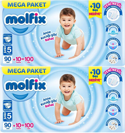 Molfix Bebek Bezi Beden:5 (11-18KG) Junior 200 Adet Mega Ekonomik Fırsat Pk