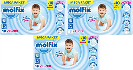 Molfix Bebek Bezi Beden:5 (11-18KG) Junior 300 Adet Mega Aylık Fırsat Pk