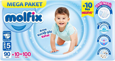 Molfix Bebek Bezi Beden:5 (11-18KG) Junior 400 Adet Mega Avantaj Fırsat Pk