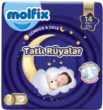 Molfix Tatlı Rüyalar Bebek Bezi 3 Beden 4-9 KG Midi 504 Adet Ekstra Fırsat Pk