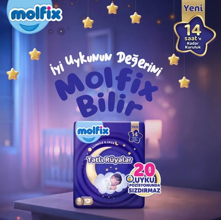 Molfix Tatlı Rüyalar Bebek Bezi 6 Beden15+ KG Extra Large 96 Adet Ekonomik Fırsat Pk