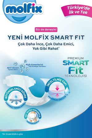 Molfix Premium Smart Fit Bebek Bezi 3 Beden 4-9 KG Midi 564 Adet Ekstra Ultra Fırsat Pk