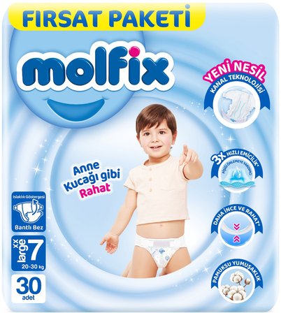 Molfix Bebek Bezi 7 Beden 20-30 KG XX Large 180 Adet Ekstra Fırsat Pk