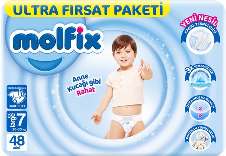 Molfix Bebek Bezi 7 Beden 20-30 KG XX Large 96 Adet Ultra Ekonomik Fırsat Pk