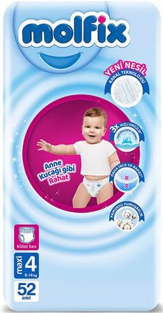 Molfix Külot Bebek Bezi 4 Beden 9-14 KG Maxi 208 Adet Avantaj Fırsat Pk