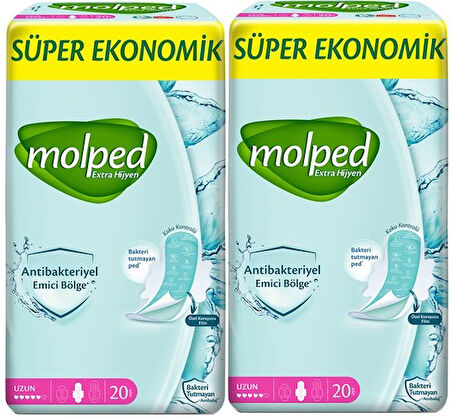 Molped Antibakteriyel Hijyenik Ped Uzun 40 Adet Süper Ekonomik Pk (2PK*20)