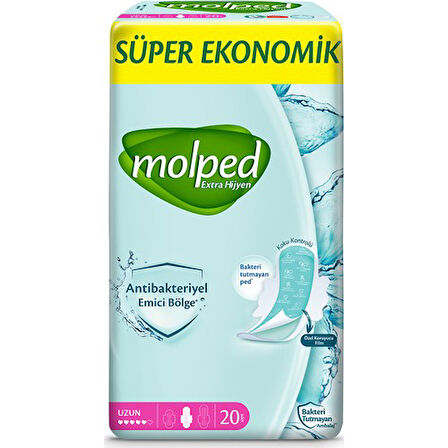 Molped Antibakteriyel Hijyenik Ped Uzun 80 Adet Süper Ekonomik Pk (4PK*20)