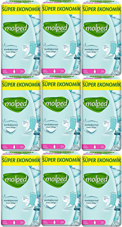 Molped Antibakteriyel Hijyenik Ped Uzun 180 Adet Süper Ekonomik Pk (9PK*20)
