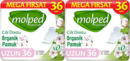 Molped Pure&Soft Hijyenik Ped Uzun 72 (2PK*36) Adet Mega Pk