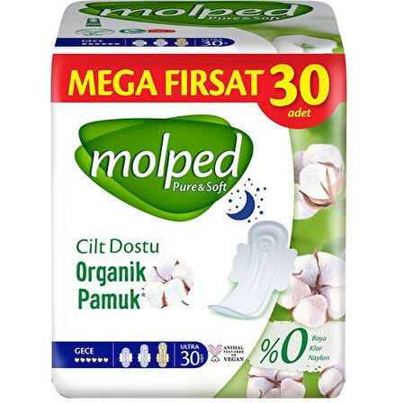 Molped Pure&Soft Hijyenik Ped Gece 60 (2PK*30) Adet Mega Pk