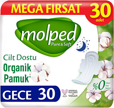 Molped Pure&Soft Hijyenik Ped Gece 60 (2PK*30) Adet Mega Pk