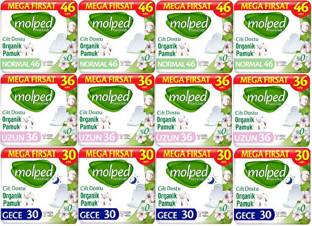 Molped Pure&Soft Hijyenik Ped Avantaj PK Normal 184 + Uzun 144 + Gece 120 Toplam : 448 Adet