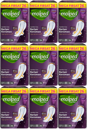 Molped Süper Night Hijyenik Ped Süper Gece 234 Adet Mega Fırsat Pk