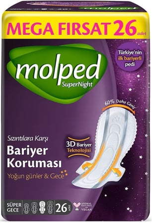 Molped Süper Night Hijyenik Ped Süper Gece 234 Adet Mega Fırsat Pk