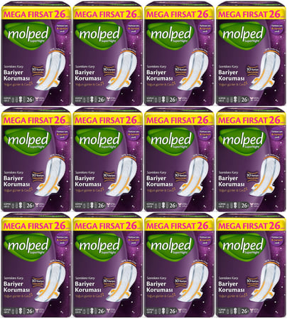 Molped Süper Night Hijyenik Ped Süper Gece 312 Adet Mega Fırsat Pk