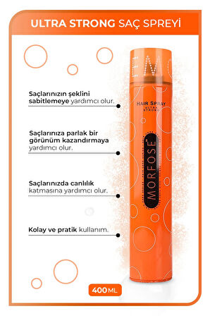 Morfose Saç Spreyi 400ML Ultra Sert (Turuncu) (5 Li Set)