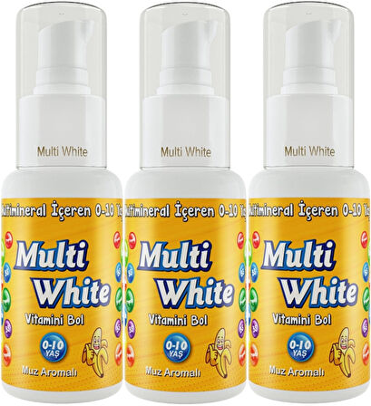 Multi White Diş Macunu 50ML Muz Aromalı Bol Vitaminli (0-10 Yaş) (3 Lü Set)