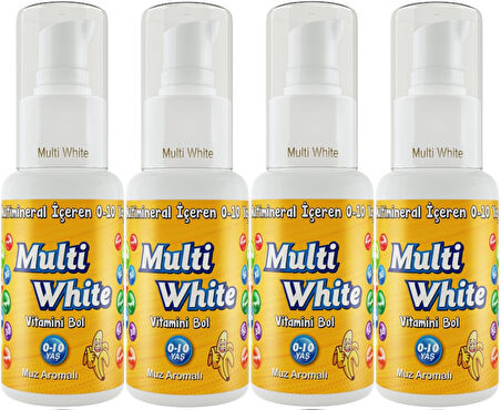 Multi White Diş Macunu 50ML Muz Aromalı Bol Vitaminli (0-10 Yaş) (4 Lü Set)