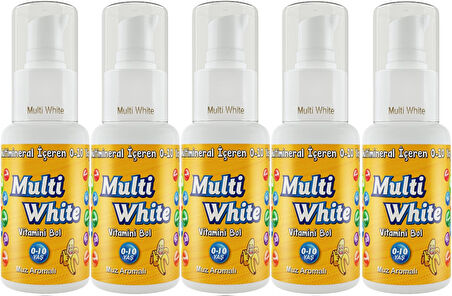 Multi White Diş Macunu 50ML Muz Aromalı Bol Vitaminli (0-10 Yaş) (5 Li Set)