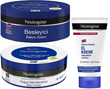 Neutrogena El Bakım Kremi 450ML Karma 3 Lü Set (Besleyici Bakım,Yoğun Bakım,Parfümlü)