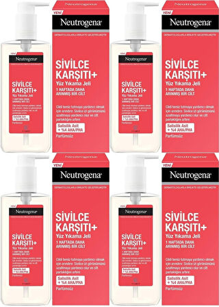 Neutrogena Düzensiz Cilt Tipleri için Yüz Yıkama Jeli 200ML (4 Lü Set)