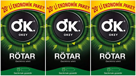 Okey Prezervatif 60 Adet Rötar (Geciktirici Etkili) Ekonomik Pk (3 Lü Set)