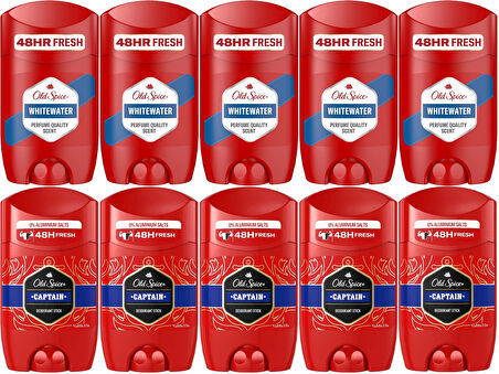 Old Spice WhiteWater & Captain Stick Roll-On Men/Erkek Deodorant 50ML (Karma 10 Lu Set)