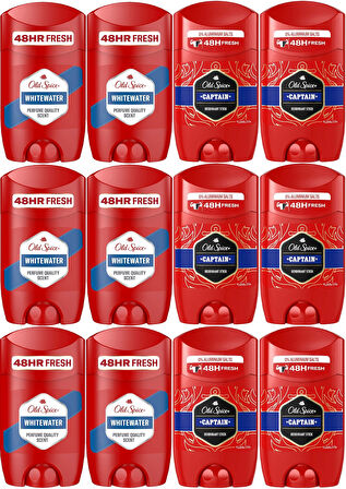 Old Spice WhiteWater & Captain Stick Roll-On Men/Erkek Deodorant 50ML (Karma 12 Li Set)