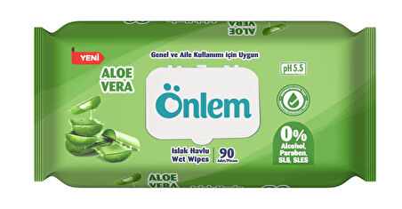 Önlem Islak Havlu Mendil 90 Yaprak Aloe Vera Plastik Kapaklı (4 Lü Set) (360 Yaprak)