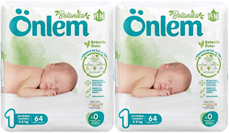 Önlem Bebek Bezi Botanika Beden:1 (2-5Kg) Yenidoğan 128 Adet Süper Ekonomik Pk