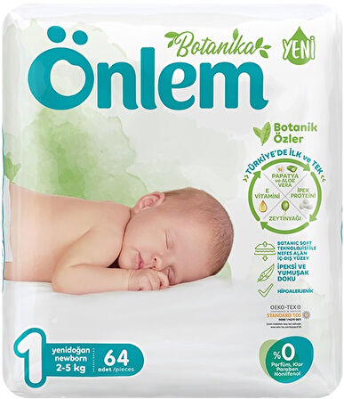 Önlem Bebek Bezi Botanika Beden:1 (2-5Kg) Yenidoğan 128 Adet Süper Ekonomik Pk