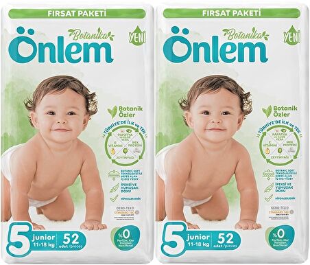 Önlem Bebek Bezi Botanika Beden:5 (11-18KG) Junior 104 Adet Ekonomik Fırsat Pk